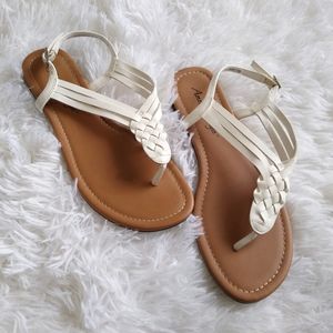 White Braided Strappy America Eagle Sandals Size 8
